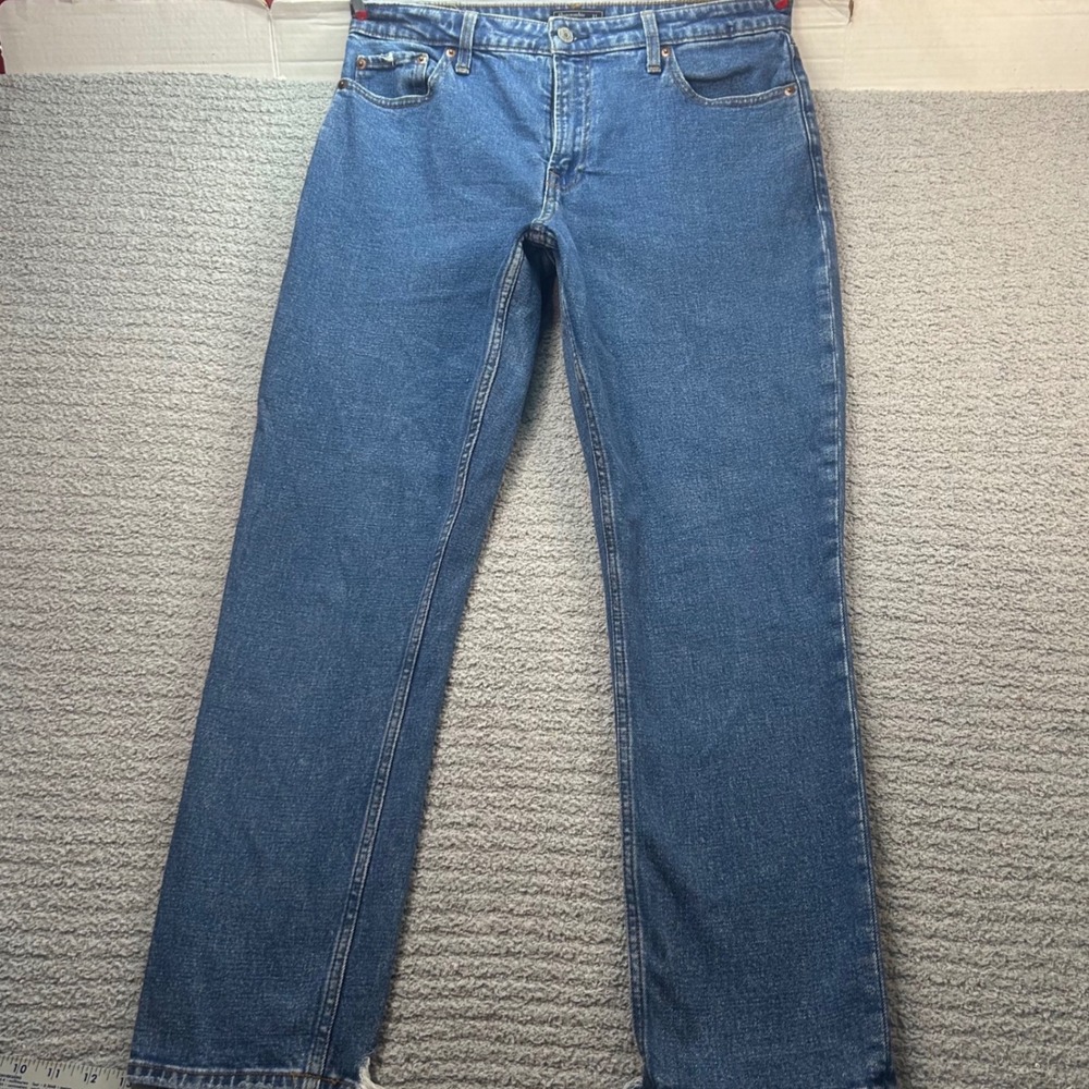 Abercrombie & Fitch Simone High Rise Slim Jeans Blue 31/12R‎ Y2K Indie Raw Hem